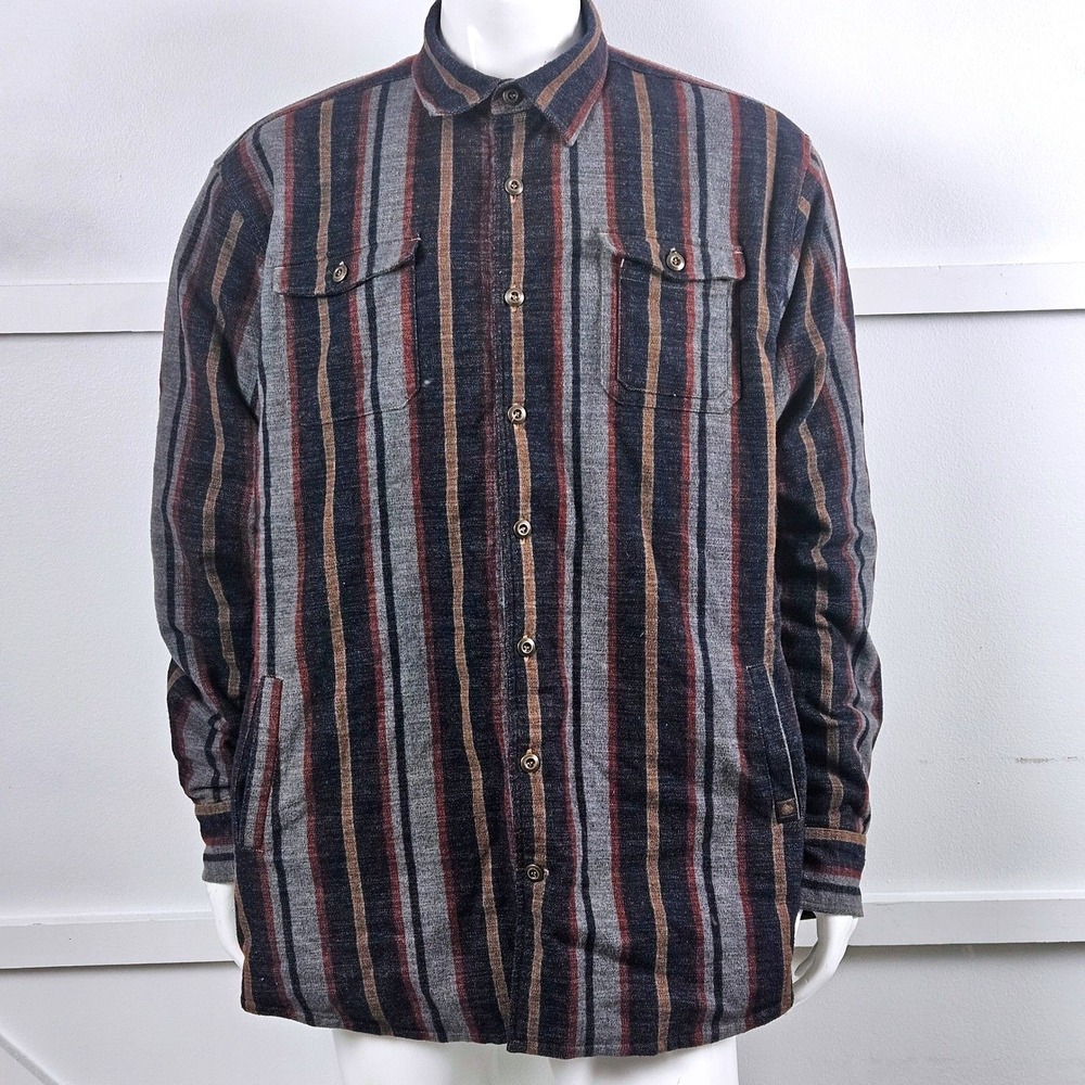 Territory Ahead Mens Quilted Lined Striped Shirt Jacket Flannel Shacket XLT